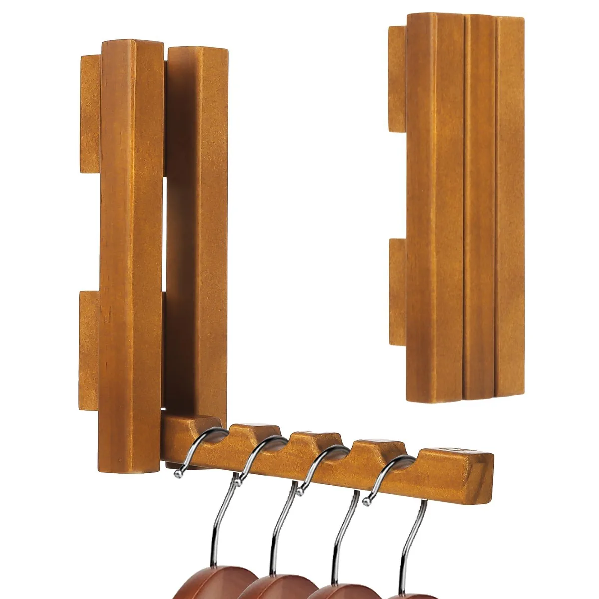 Wooden wall-mounted drying rack folded flat to 1.3 inches