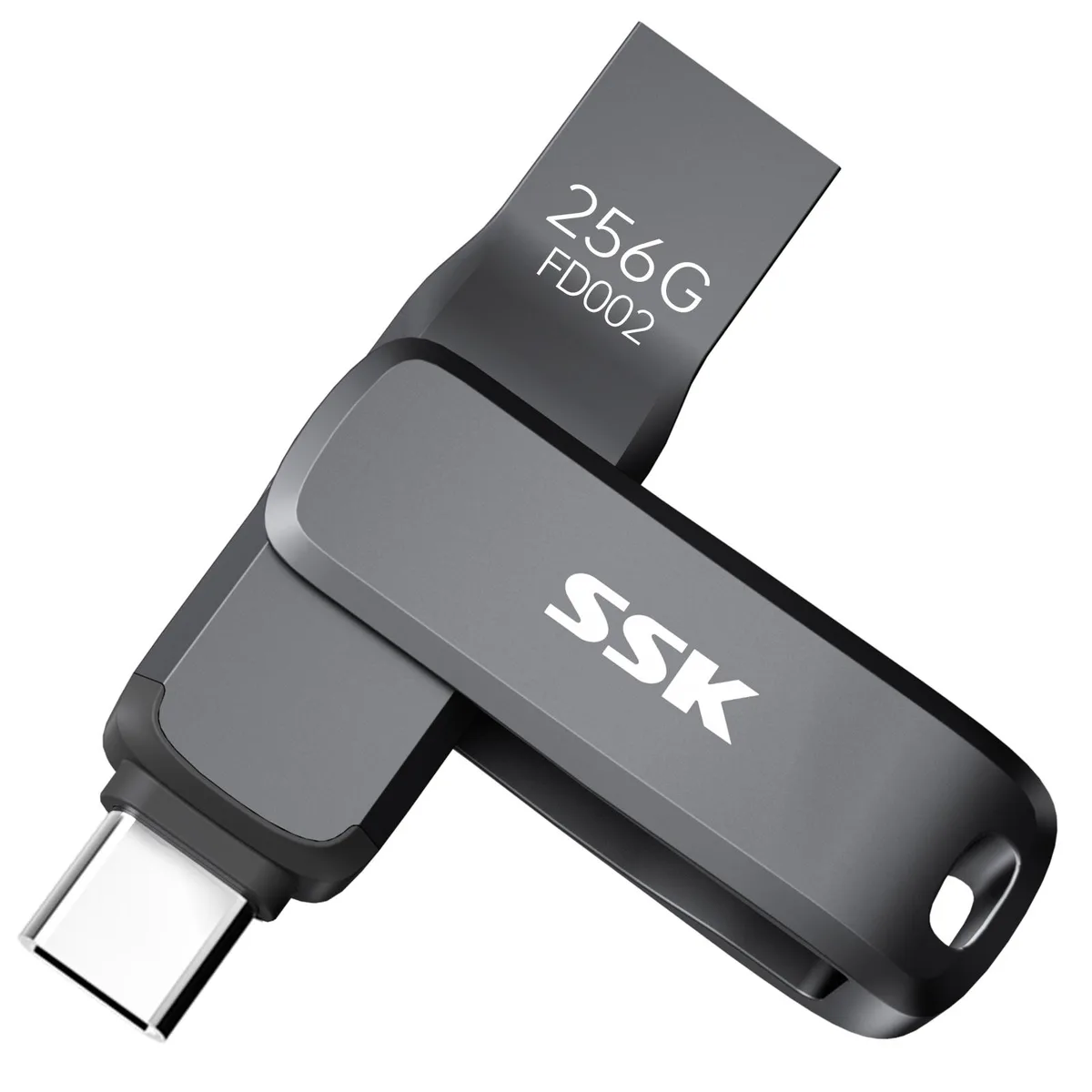 SSK SSK 256GB USB 3.2 Dual USB-C/A Flash Drive Silver — product photo