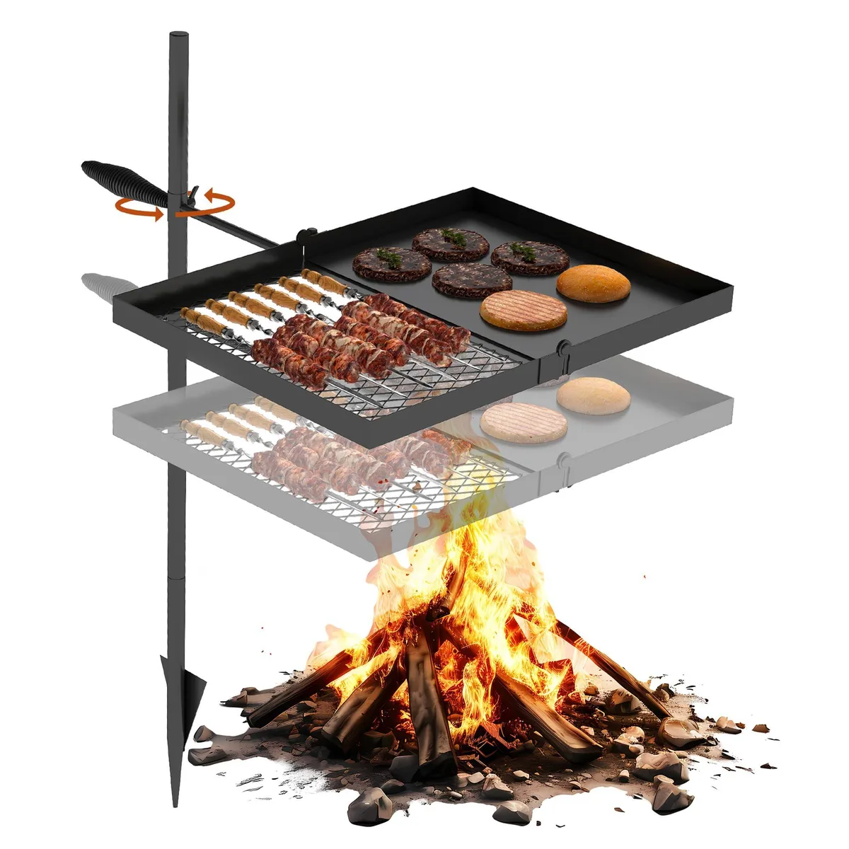  Healthy Living Grills-swing Folding Campfire Grill Grate 360° Swivel 5.89 lbs — product photo