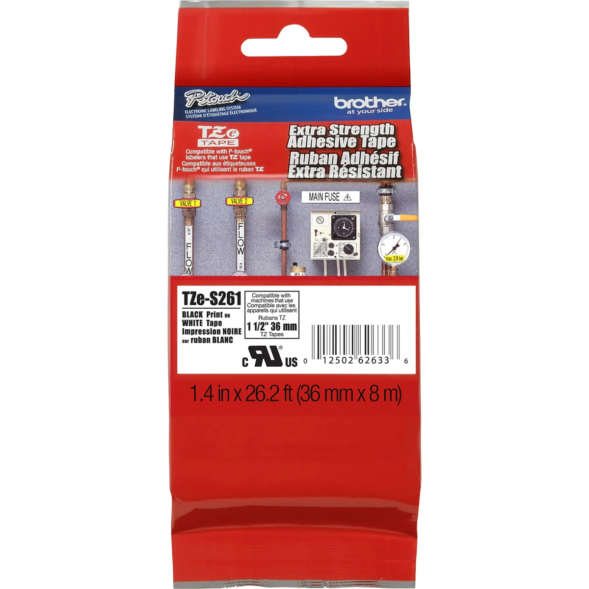 Brother Brother TZES261 36 mm Black on White Tape 8 m Extra Strength Adhesive — product photo