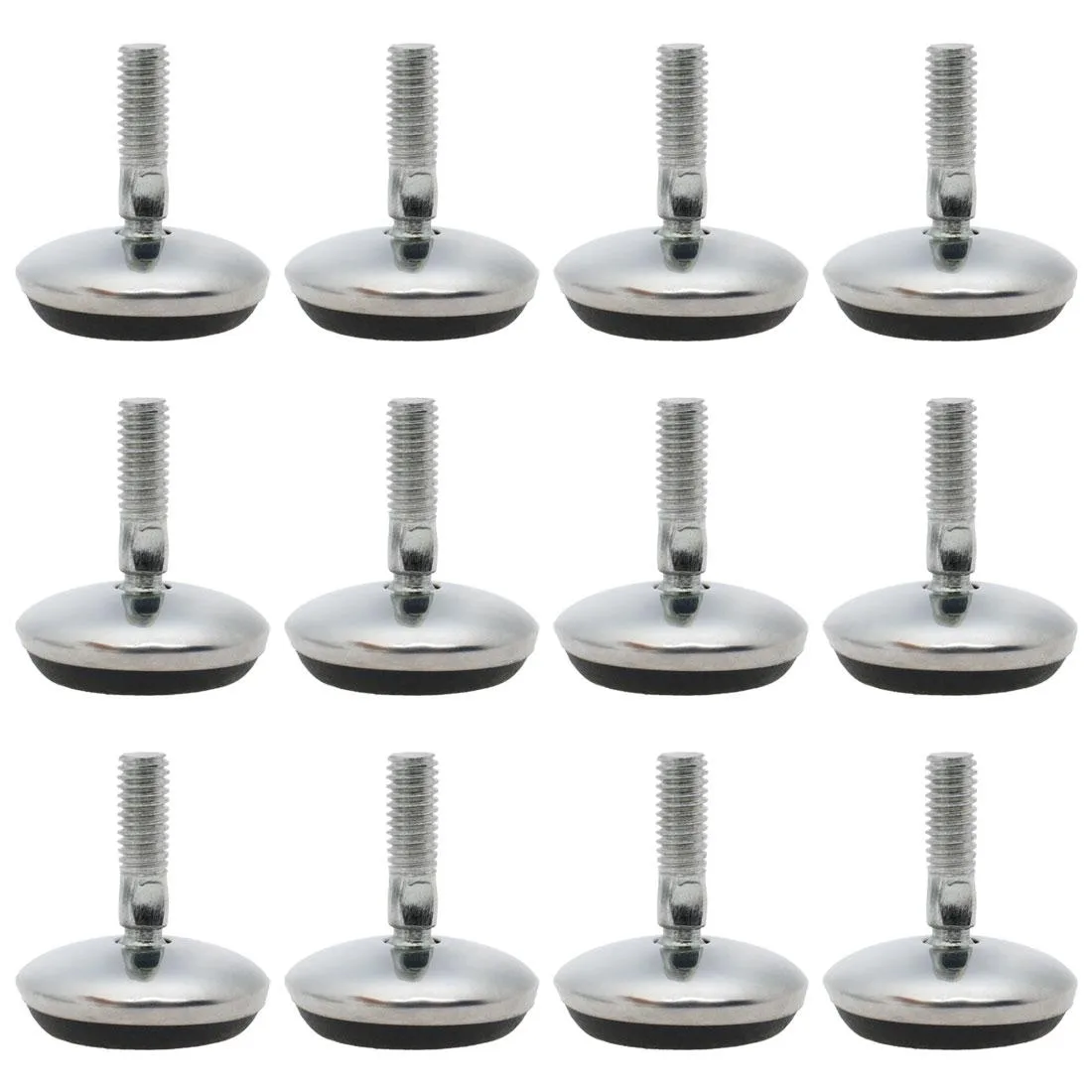 Twelve M6 adjustable leveling feet with plastic bases