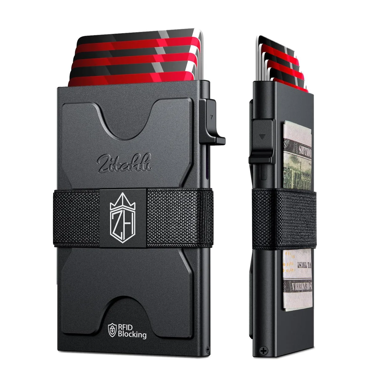 Viator Gear Zkh24 Wallet Black Stainless Steel RFID .5in 2.6oz Holds 12 Cards — product photo