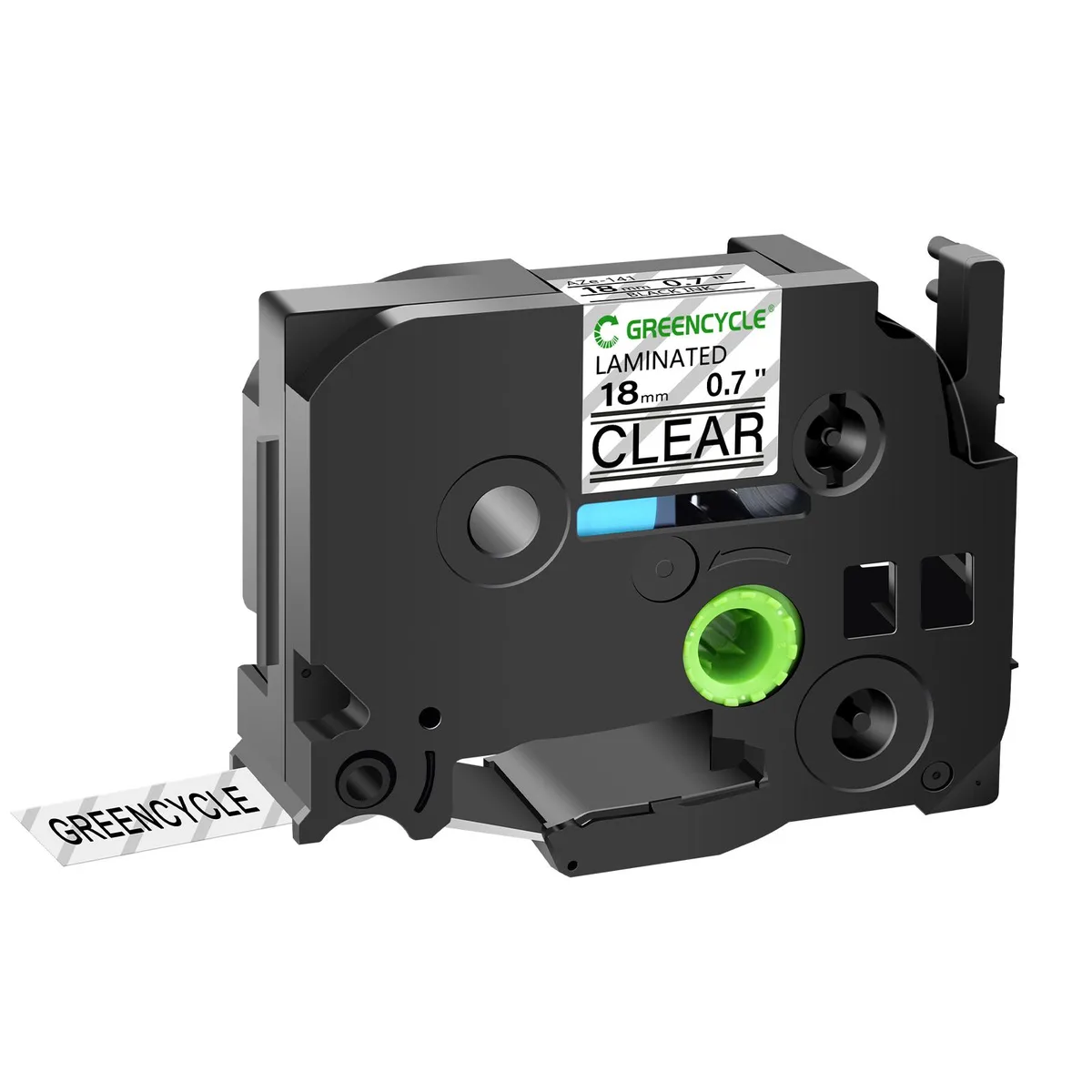 GREENCYCLE GREENCYCLE TZe-141 18mm Black on Clear Laminated Tape labelmaker — product photo