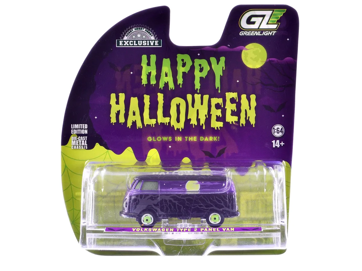 GREENLIGHT GREENLIGHT Volkswagen Type 2 Panel Van Halloween 2025 Glow in the Dark 1/64 Diecast Hobby Collectible — product photo