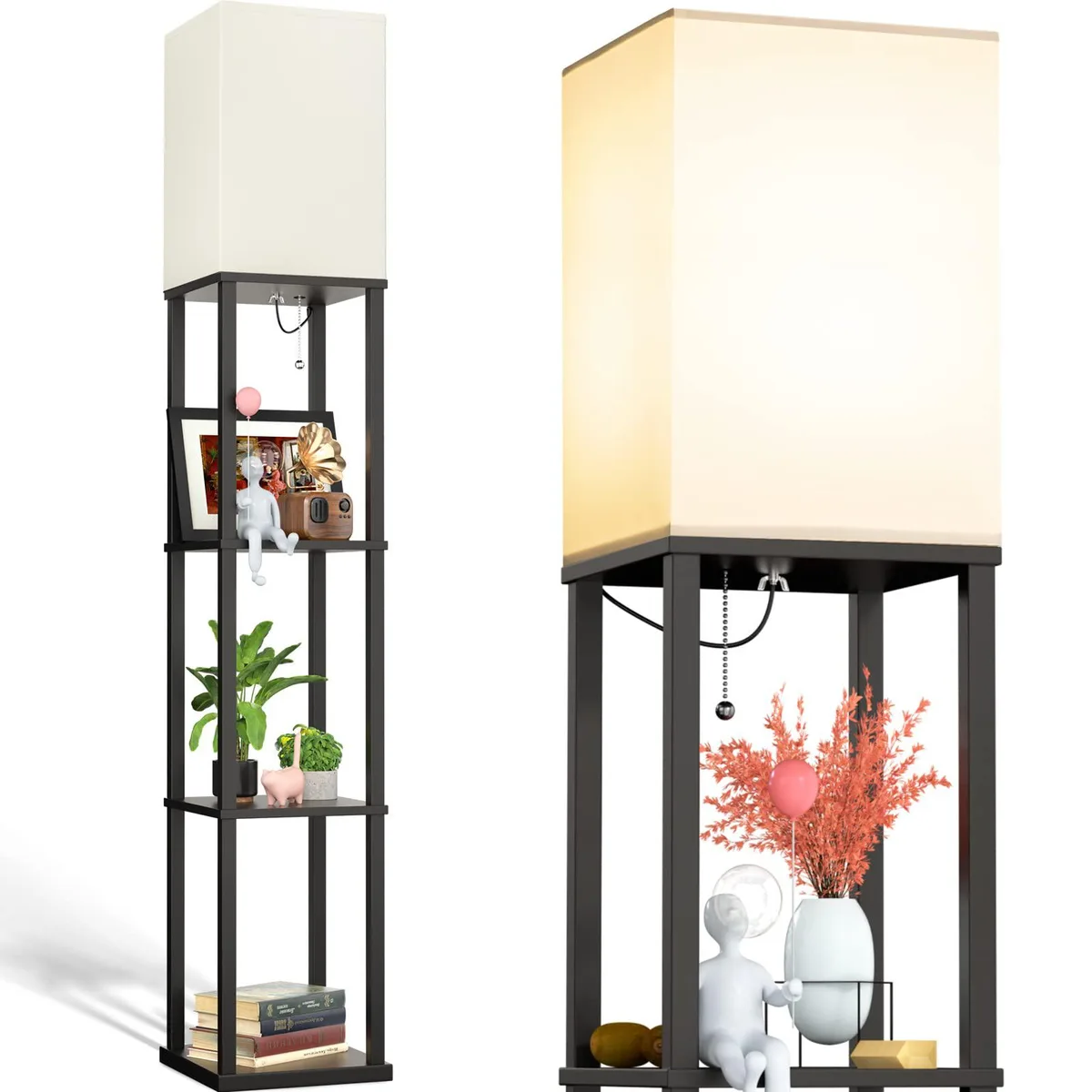 Wenger Wenger Floor Lamp 4-Tier Shelf Black 63" 9W 3000K — product photo