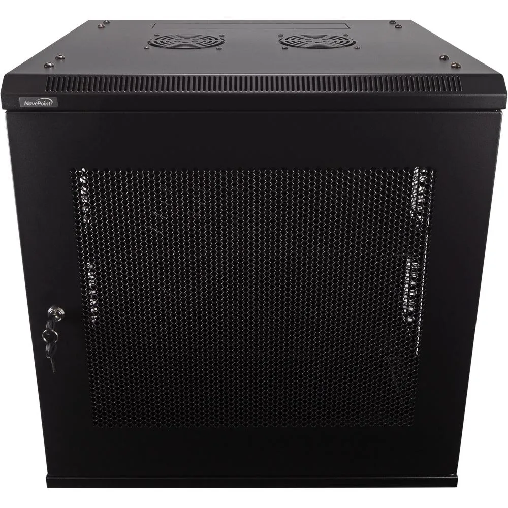 NavePoint NavePoint 12U Wallmount Perforated Server Rack 450mm Depth with Shelves, Fans — product photo