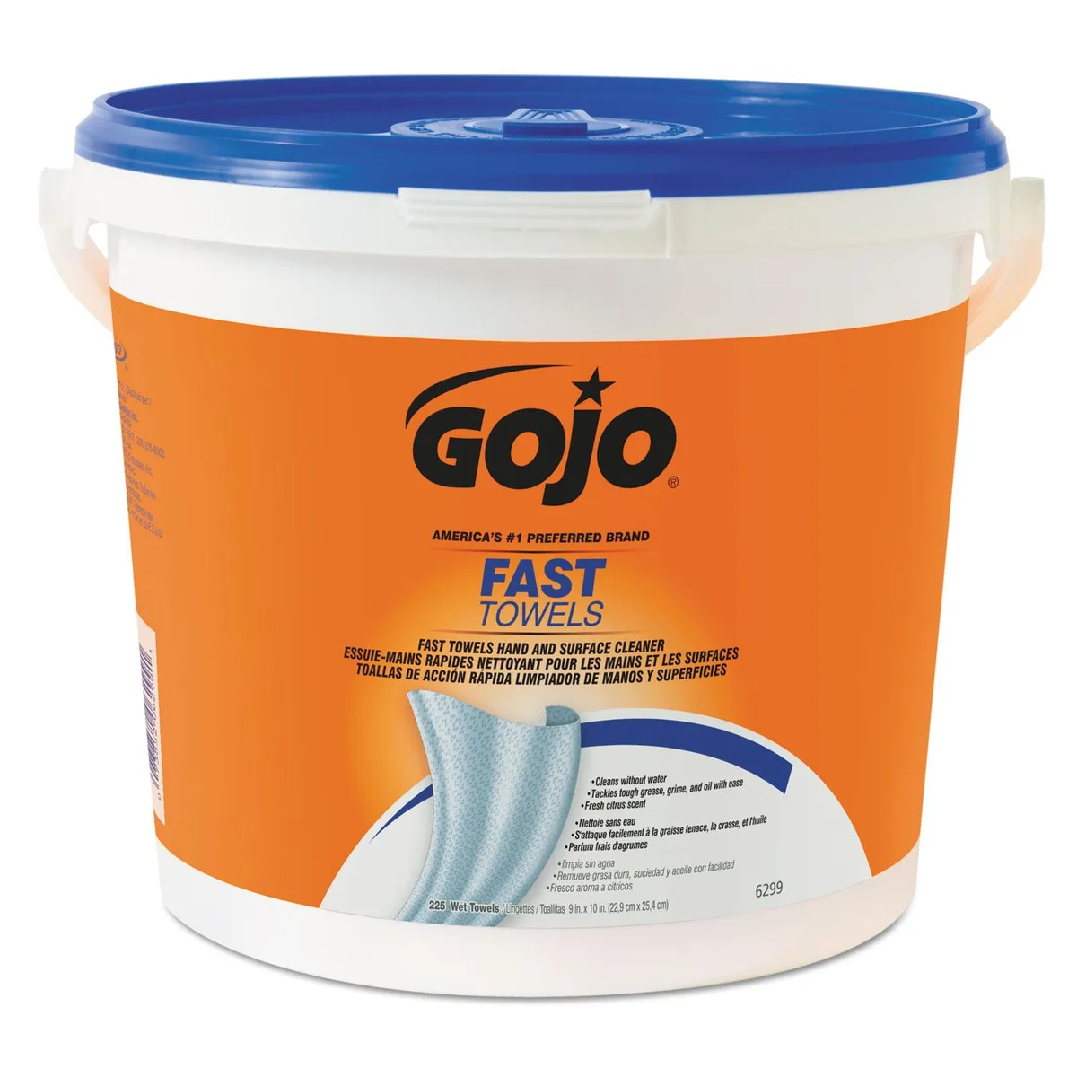 GOJO GOJO FAST TOWELS Hand Cleaning Wipes White 225 per Bucket 2 Buckets Carton 629902 — product photo