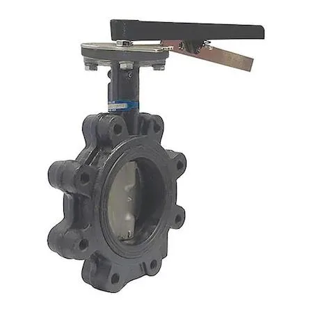 Silver ductile iron butterfly valve with lever handle and eight lug holes