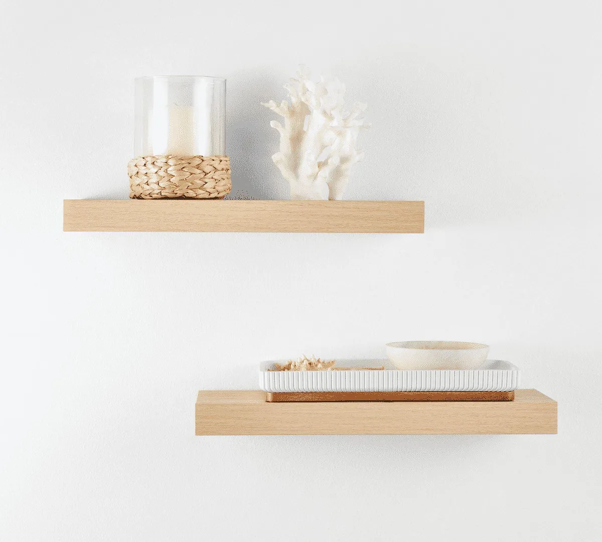 Mainstays Mainstays 16.5" Natural Wood Floating Shelves 2-Pack — product photo