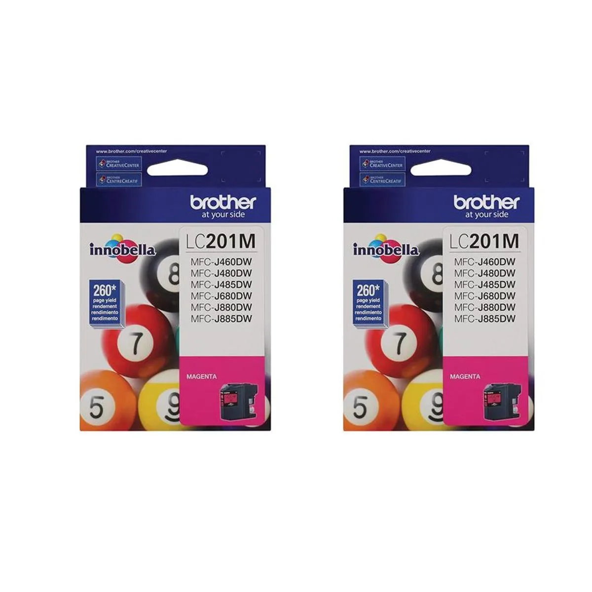 Brother Brother LC201M Magenta Ink Cartridges 2-pack 260 pages — product photo