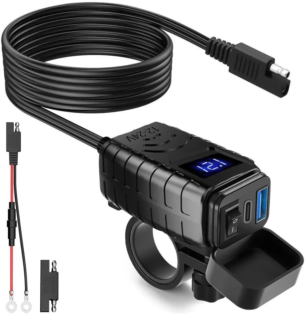 Universal Universal Waterproof QC 3.0 Dual USB Motorcycle Charger with Voltmeter — product photo