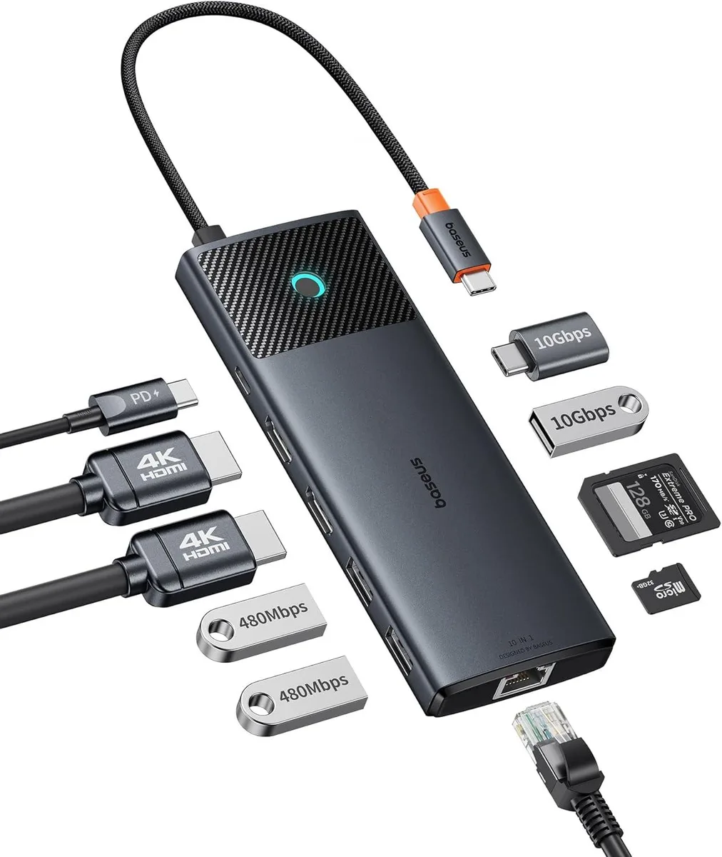 BFKK BFKK 10 in 1 Docking Station Dual Monitor 10Gbps 2 HDMI 4K 120Hz 60Hz PD 100W Black — product photo