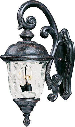 Oriental Bronze outdoor wall lantern with water glass shade, 20 inches tall