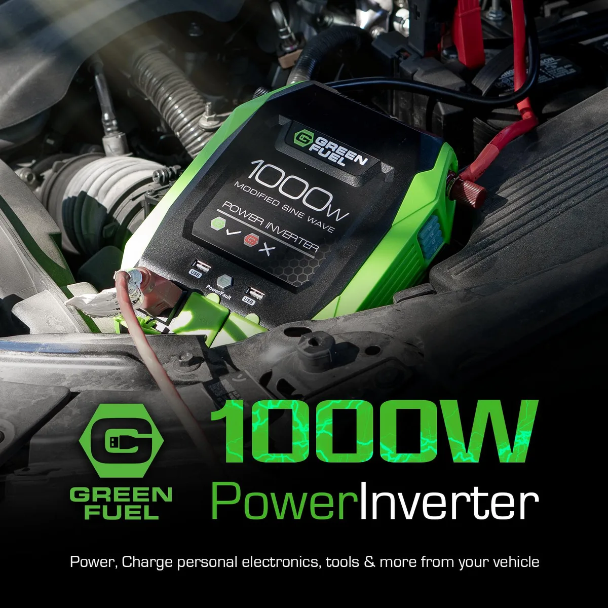 GREEN FUEL GREEN FUEL AD20003G 1000W Power Inverter 12V DC 120V AC — product photo