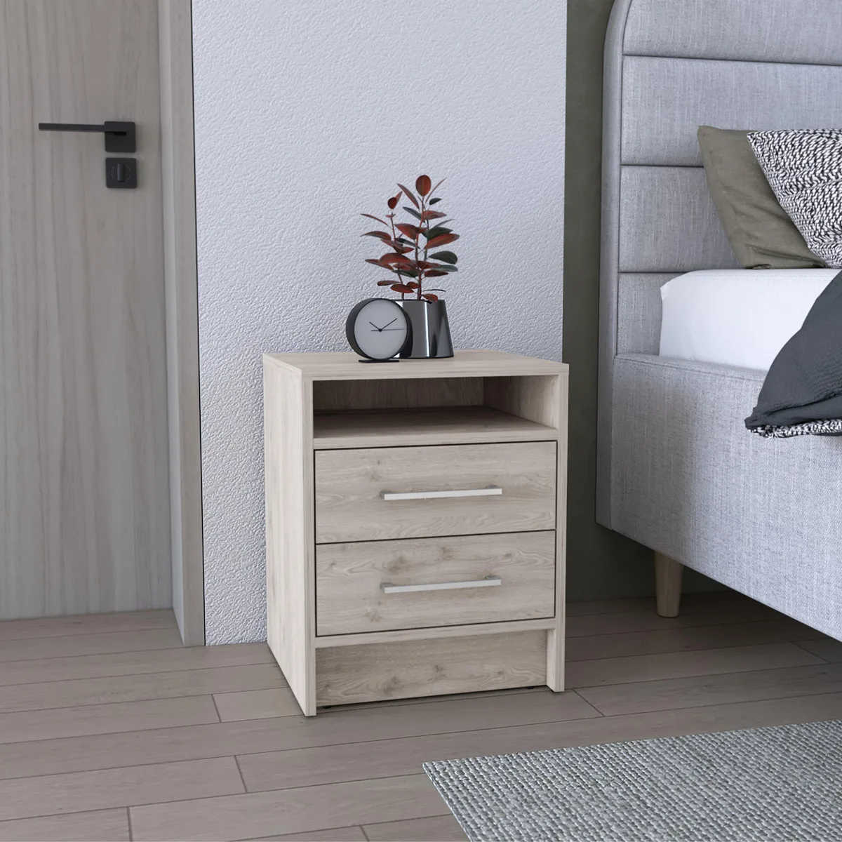 tuphen tuphen Eter Nightstand 2-Drawer Light Grey 15.7×19.9 in — product photo