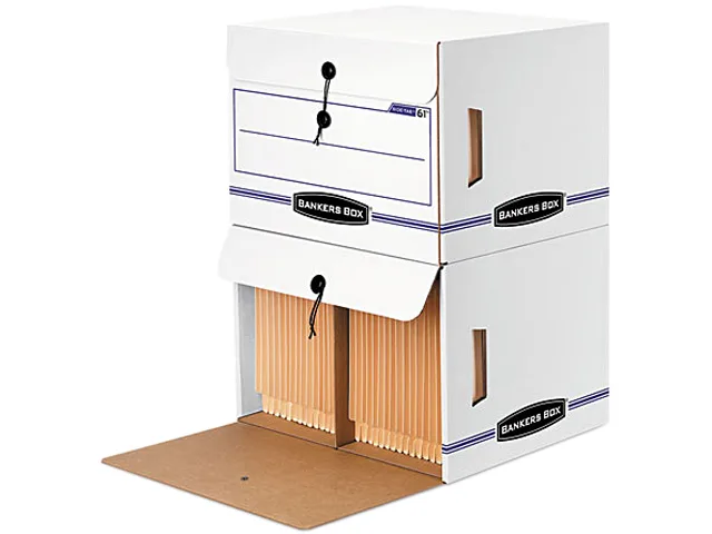 Bankers Box Bankers Box 00061 Side-Tab File Storage Box White/Blue 12/Ctn — product photo