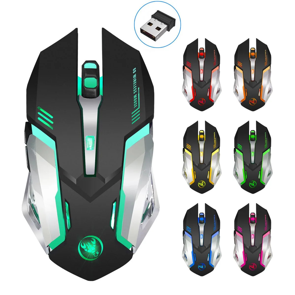 WRIARICH WRIARICH M10 Wireless Gaming Mouse 2400 DPI 6 Button Left Hand Black — product photo