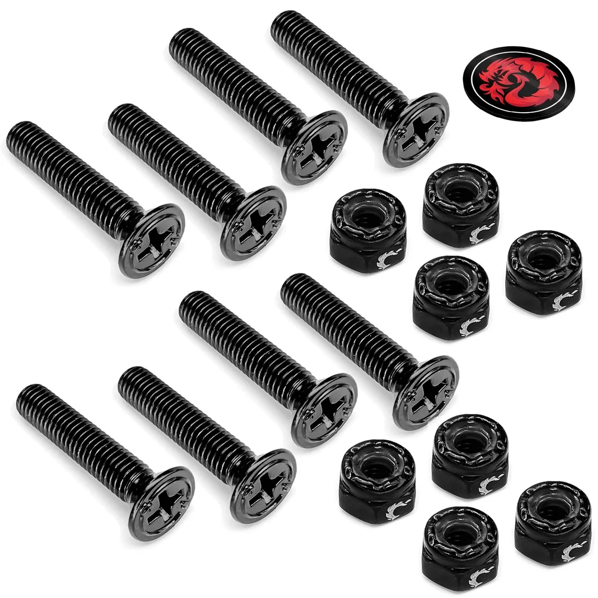  Fireball Dragon Black Stainless Steel Skateboard Hardware Set Flat Phillips 1.0 — product photo