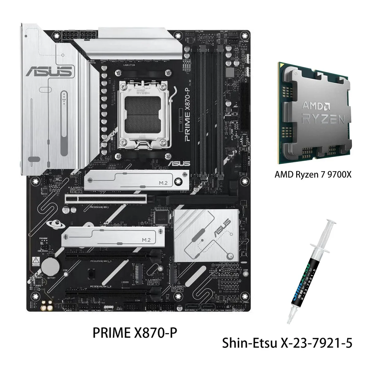 ASUS ASUS PRIME X870-P &amp; Ryzen 7 9700X AMD motherboard combo — product photo