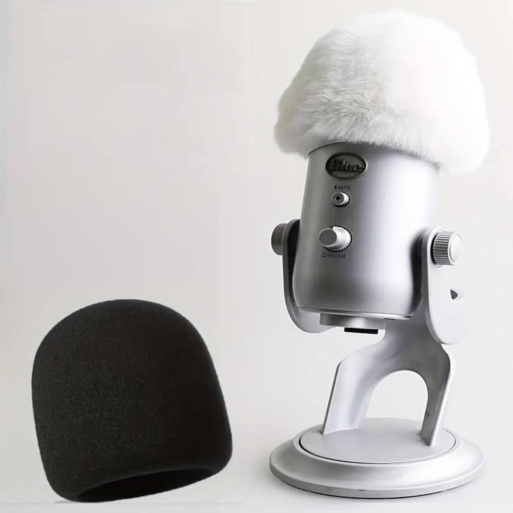  Avid VZ12345 2-pack windscreen foam and furry white black for Blue Yeti Pro — product photo