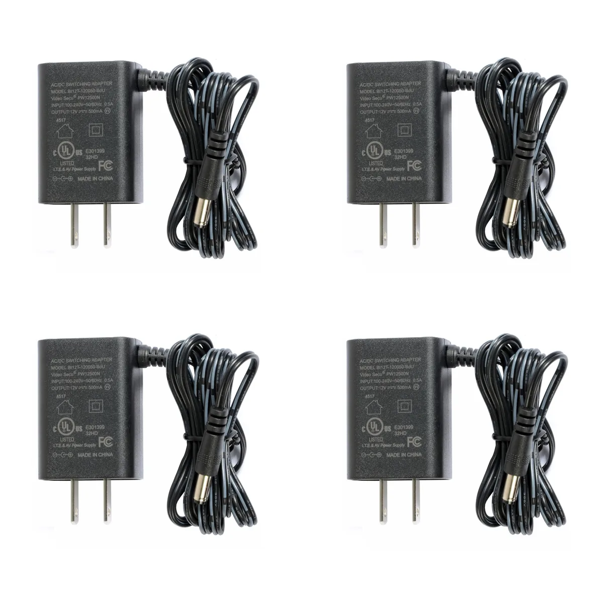 VideoSecu VideoSecu PW12500N4 4-Pack 12V DC 500mA Power Supply — product photo