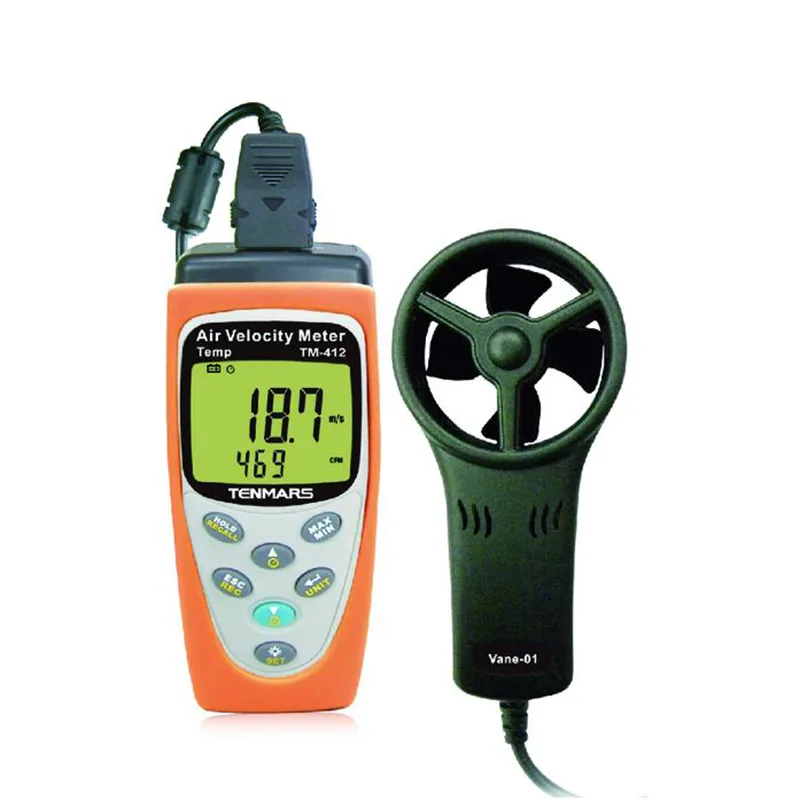 TENMARS ELECTRONICS TENMARS ELECTRONICS TM-412 Air Velocity Meter -20~50ºC electrician tool — product photo