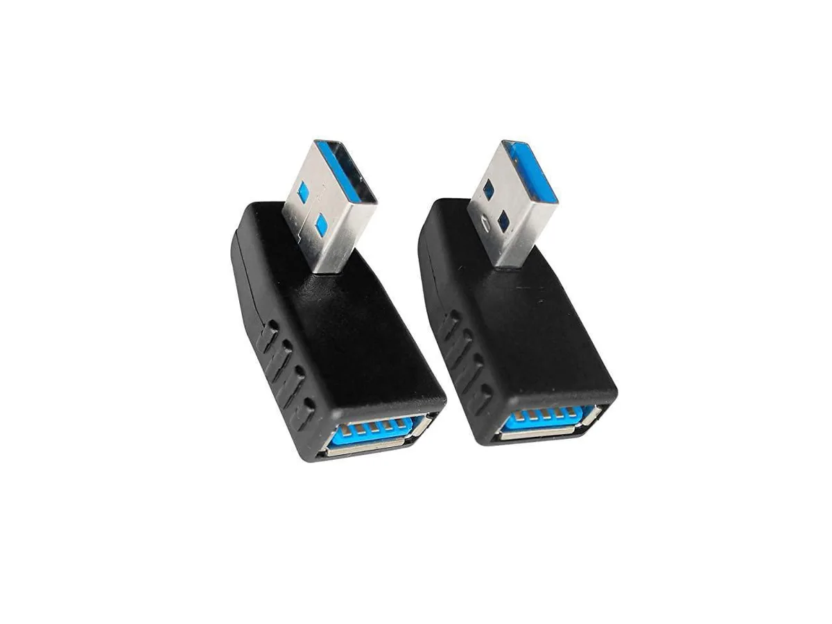 BUCIER BUCIER USB 3.0 90° Right Angle Extension Adapter Leftward & Rightward Pair — product photo
