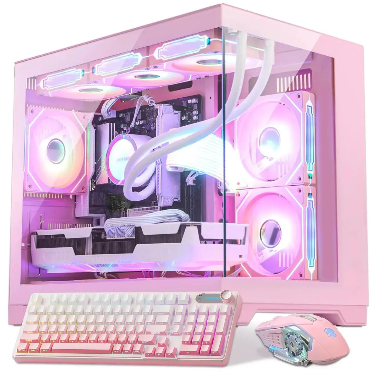 Hoengager Hoengager RTX 5060 Gaming PC Ryzen 5 9600X 16GB DDR5 3TB Pink — product photo