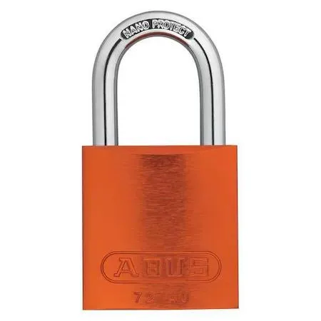 Three orange anodised aluminium padlocks with hardened steel shackles