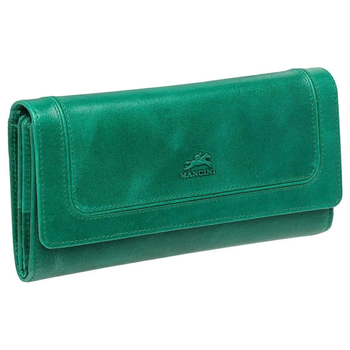 Mancini Leather Goods Mancini Leather Goods South Beach RFID Quadruple Fold Wallet Green — product photo