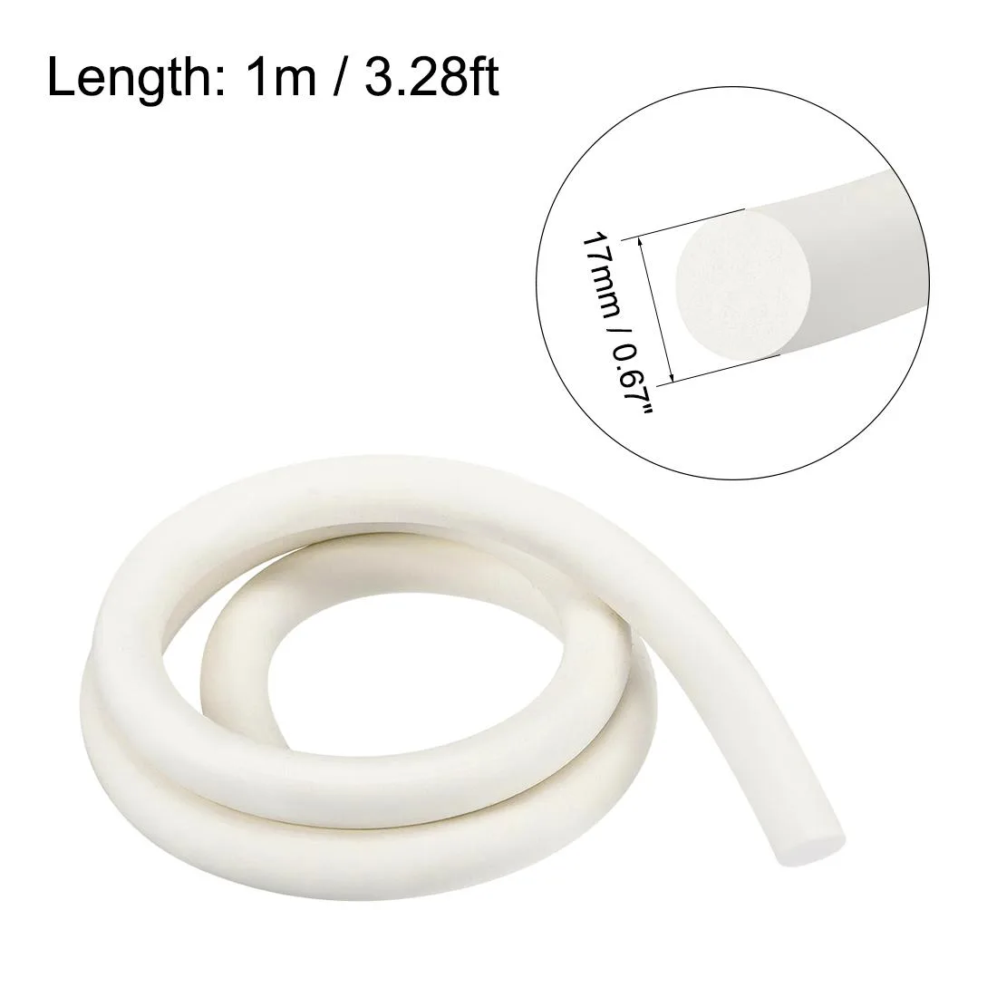 Unique-Bargains Unique-Bargains Silicone Foam Seal Strip 17mm 1m 3.3ft Solid Tubing — product photo
