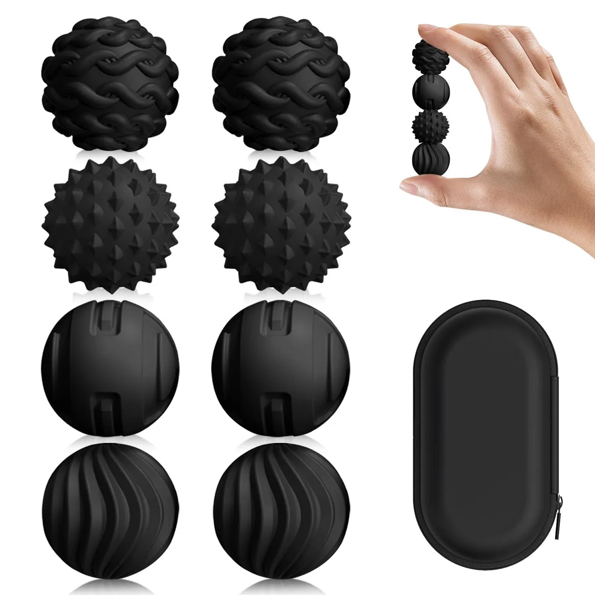8-Pack Silicone Magnetic Sensory Fidget Balls Black — product photo