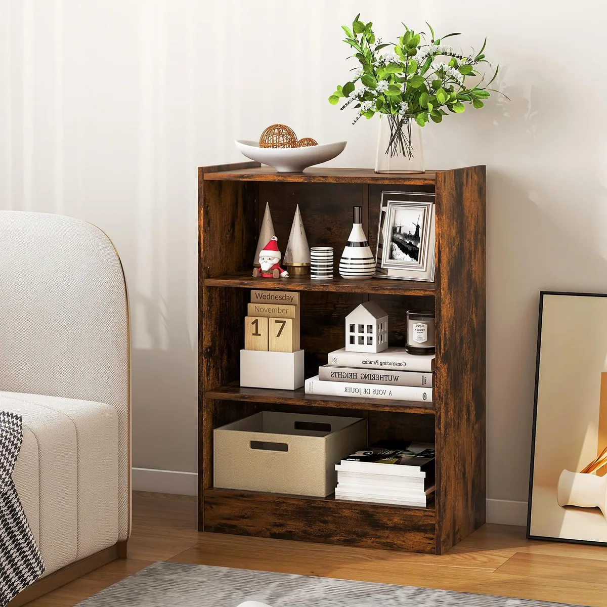NShi NShi 3-Tier Wood Shelving 12x19.5x29.5 in Brown — product photo