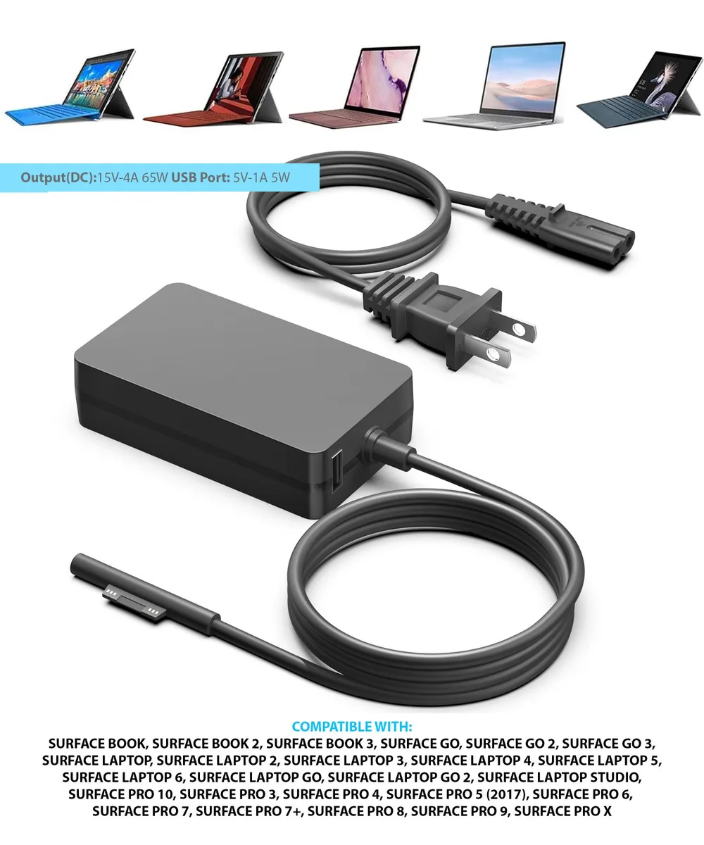 GreenTechLLC GreenTechLLC Q5N-00001 65W AC Adapter for Microsoft Surface Book 2/3 Laptop 2-6 Pro 3-10 Go 2/3 — product photo