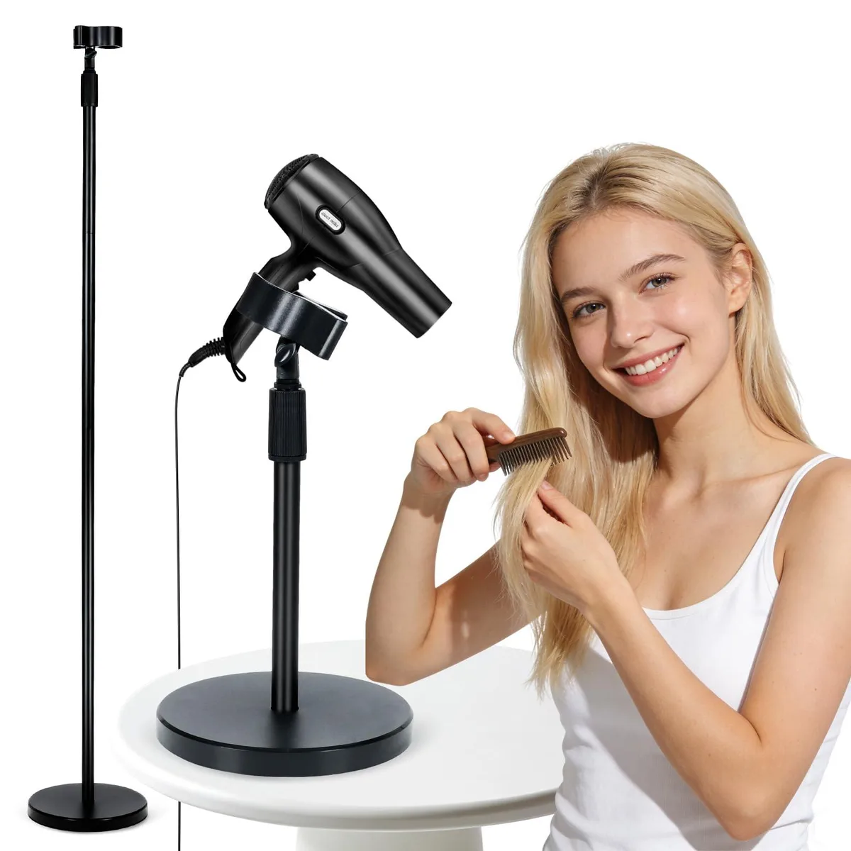 Hands Free Hair Dryer Stand Holder 17.3-73 inches — product photo