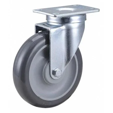 Gray 5 inch swivel plate caster with polyurethane wheel