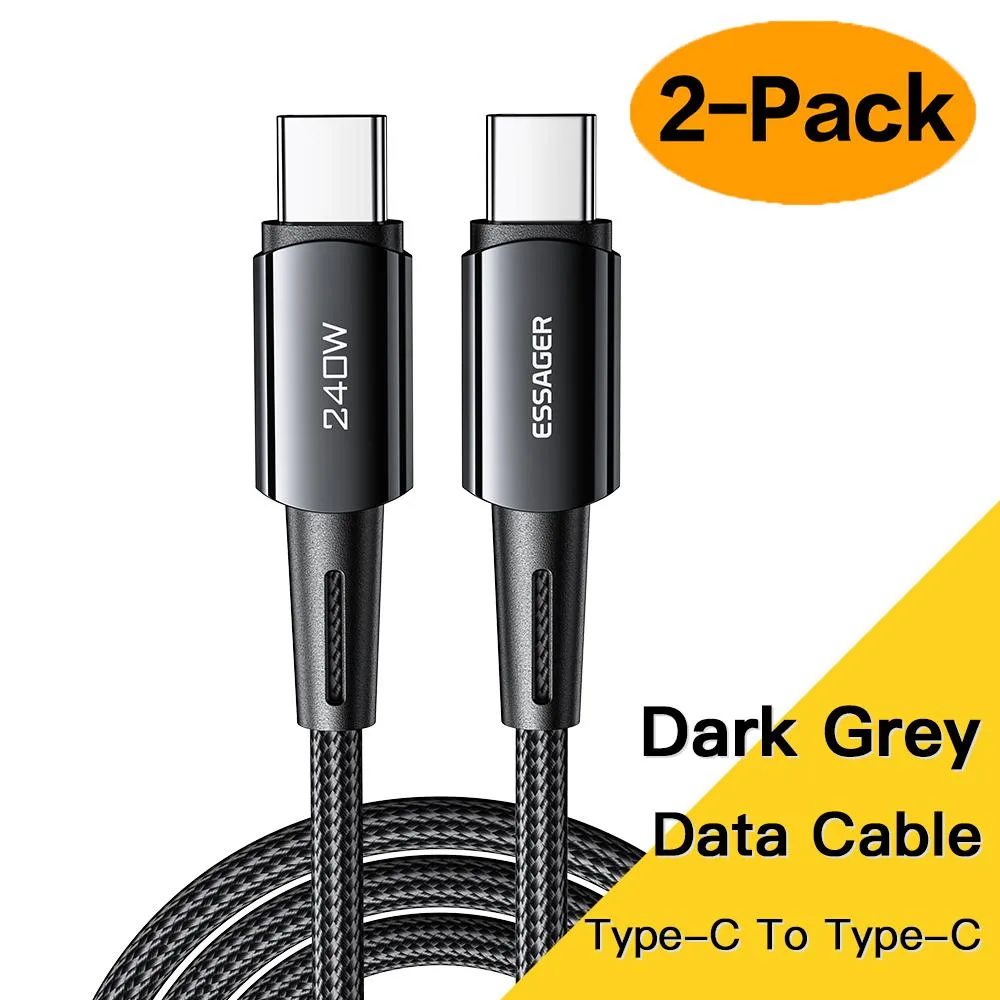 LUOM LUOM Essager CG240W USB-C Cable 240W 6.6ft 2-Pack Black — product photo