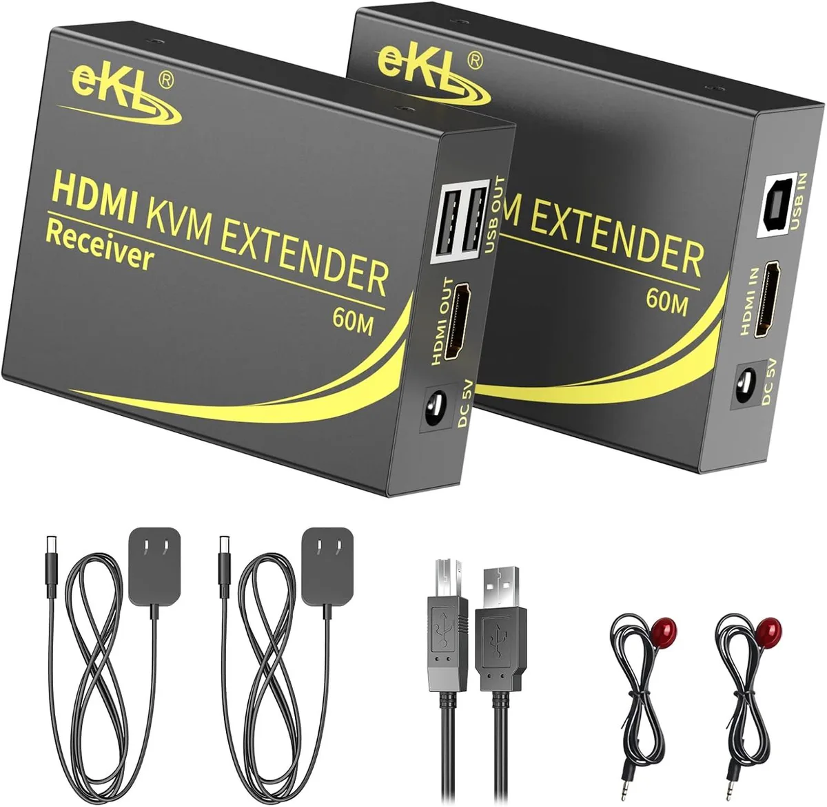 FLEANE FLEANE HDMI USB KVM Extender 60m 2 Port USB 2.0 1080P audio adapter — product photo