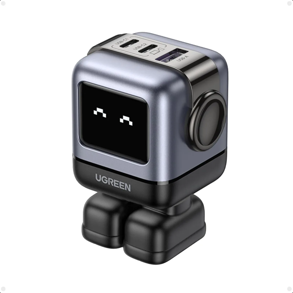 Ugreen Uno 65W 3-Port GaN USB Charger with Screen, Black — product photo
