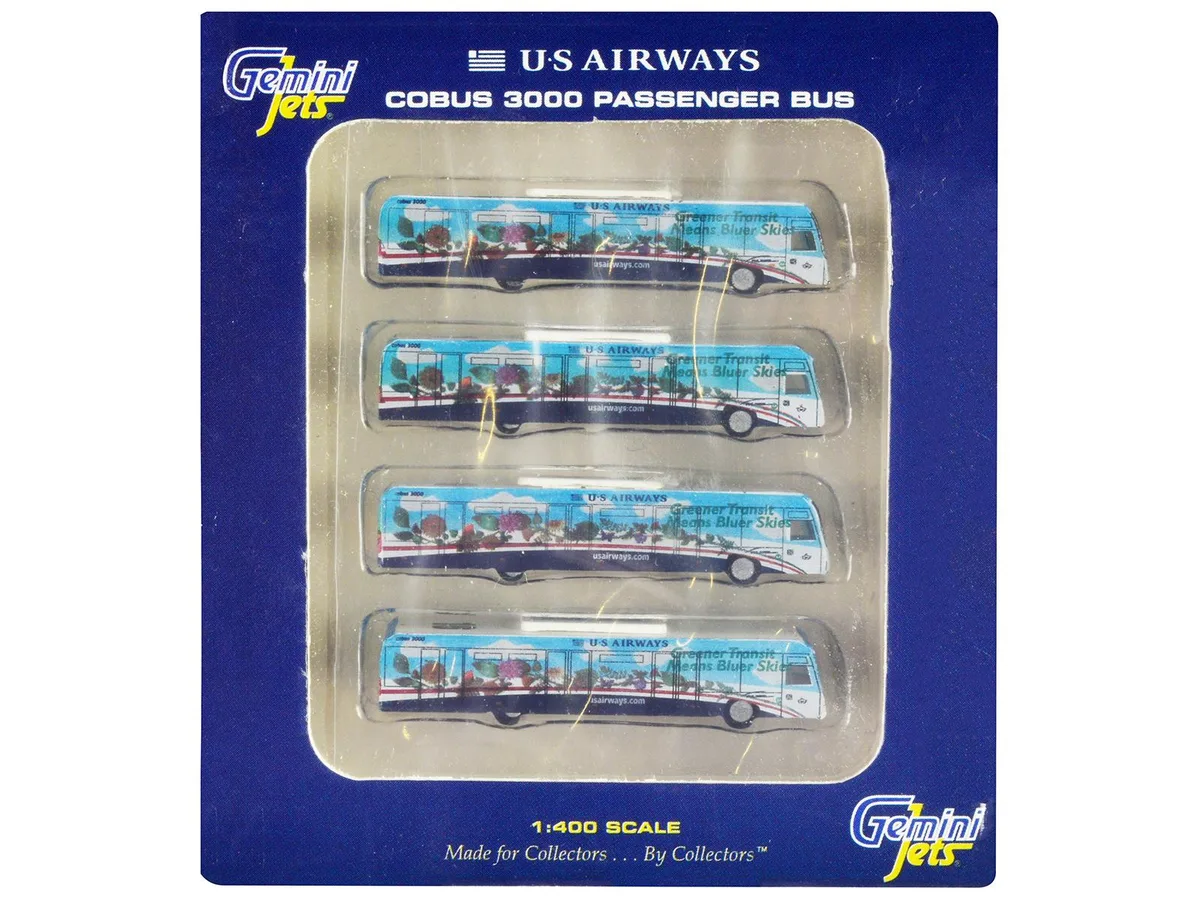 GeminiJets GeminiJets Cobus 3000 US Airways Shuttle Bus 4-Piece Set 1/400 Diecast — product photo