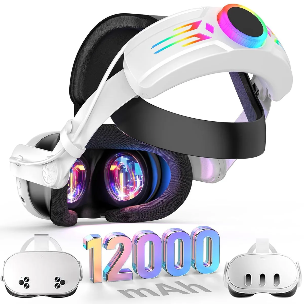 AUTYUE AUTYUE RGB Head Strap 12000mAh White for Quest 3/3S vr accessory — product photo