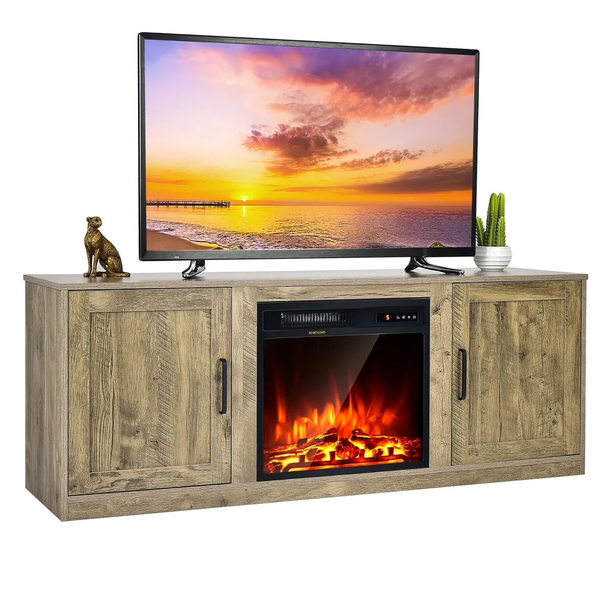 Costway Costway 58'' Fireplace TV Stand with 18'' Electric Fireplace Natural — product photo