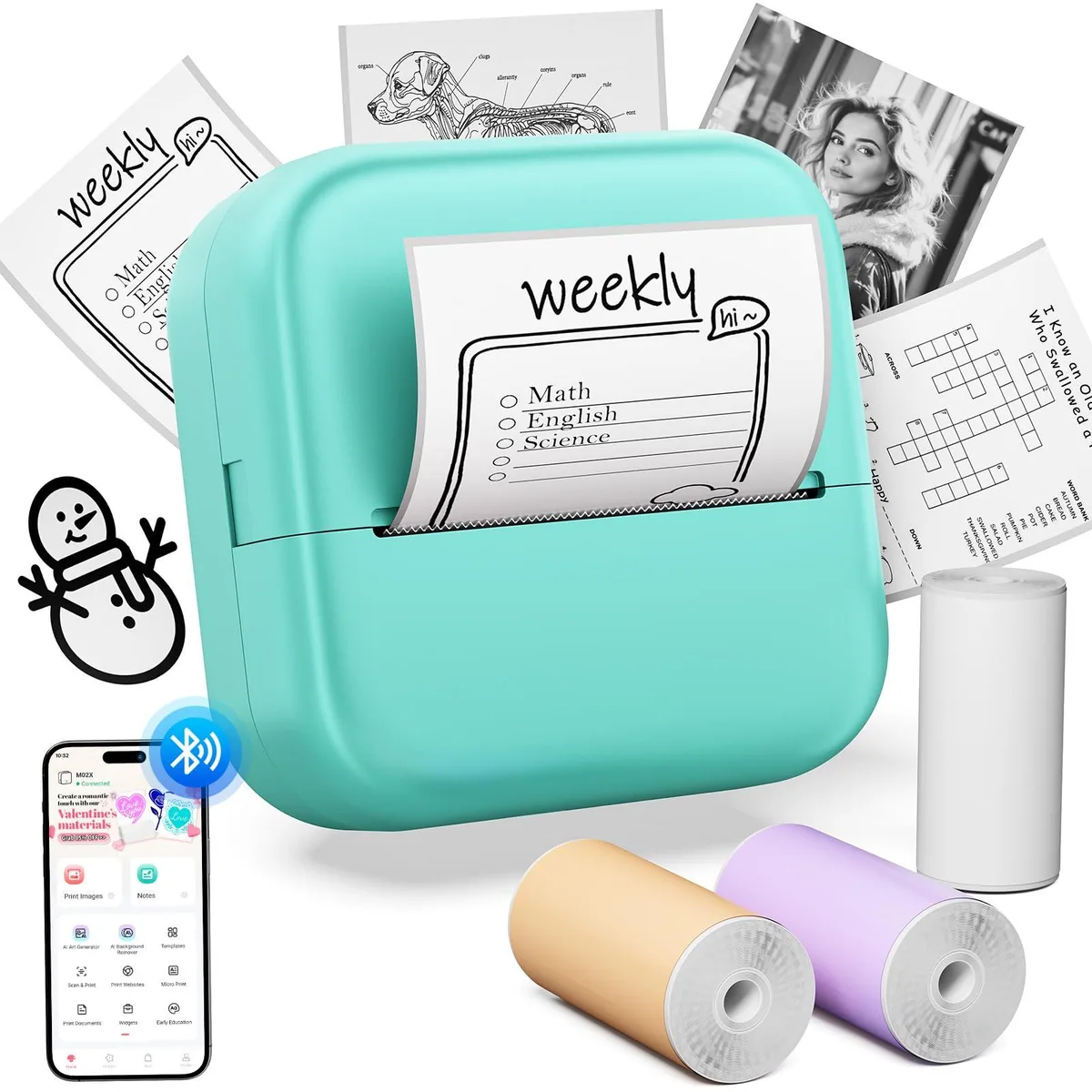 Compact white desktop thermal label printer with USB port, 53 mm print width