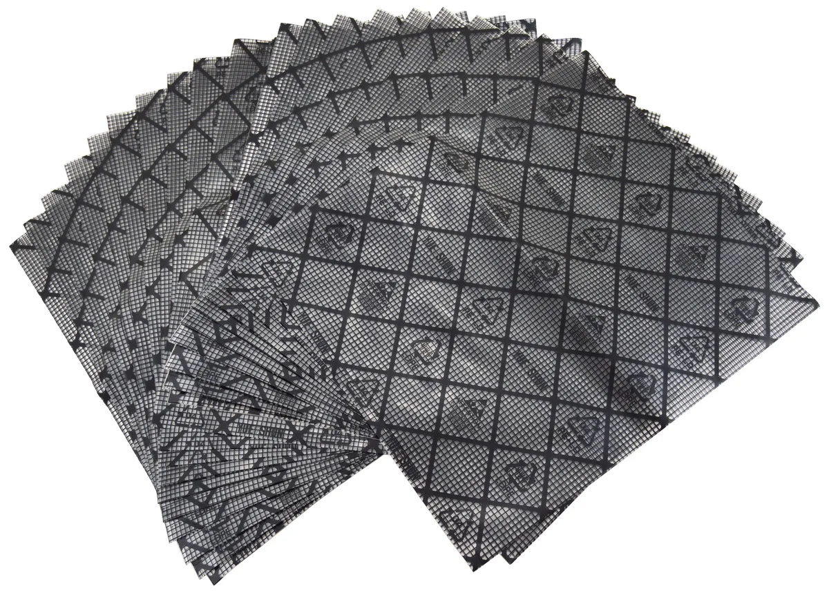 Twenty translucent pink anti-static bags with printed conductive grid, ten by twelve inches