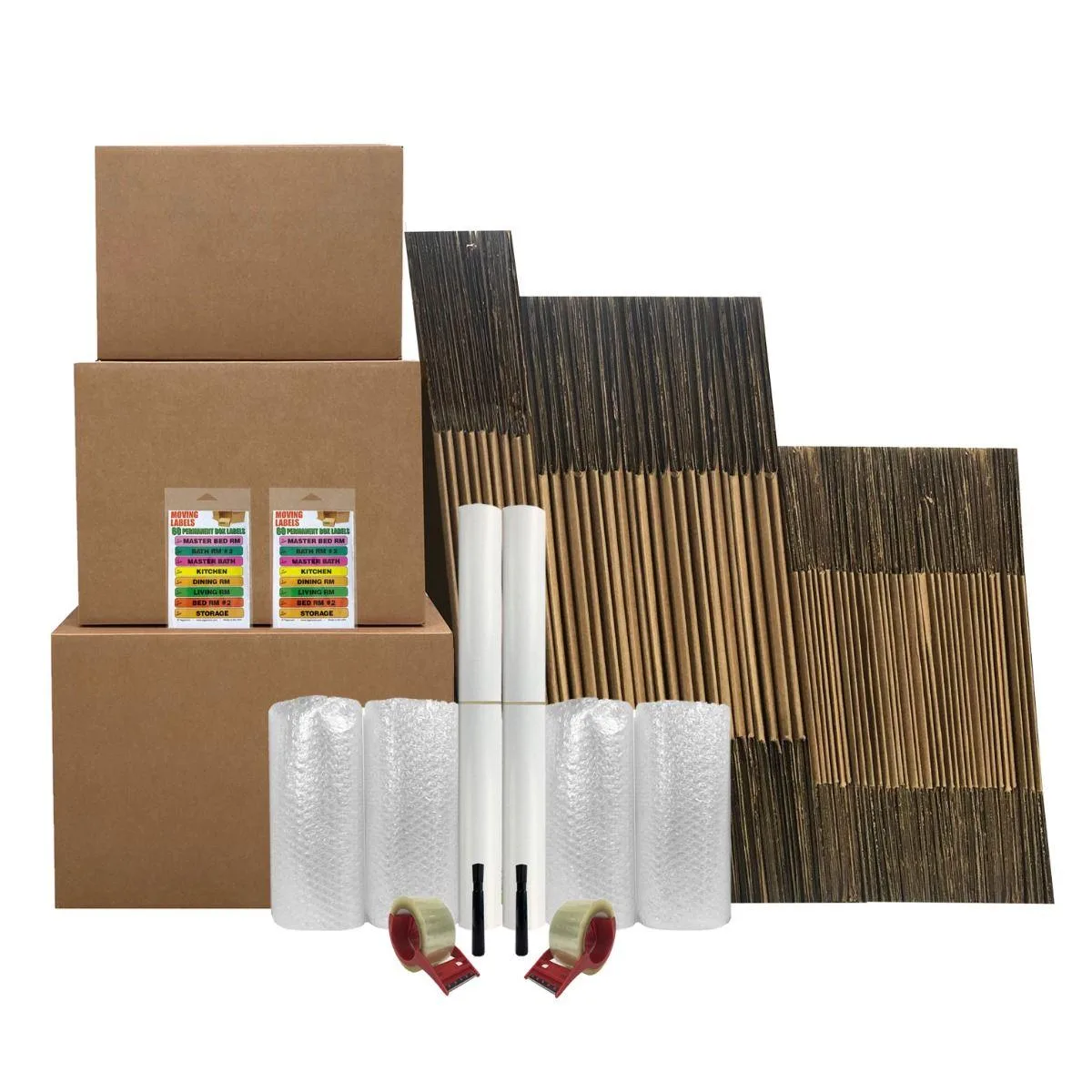 UBMOVE UBMOVE 6 Room Bigger Boxes Kit 64 Boxes Tape Bubble Packing Paper — product photo