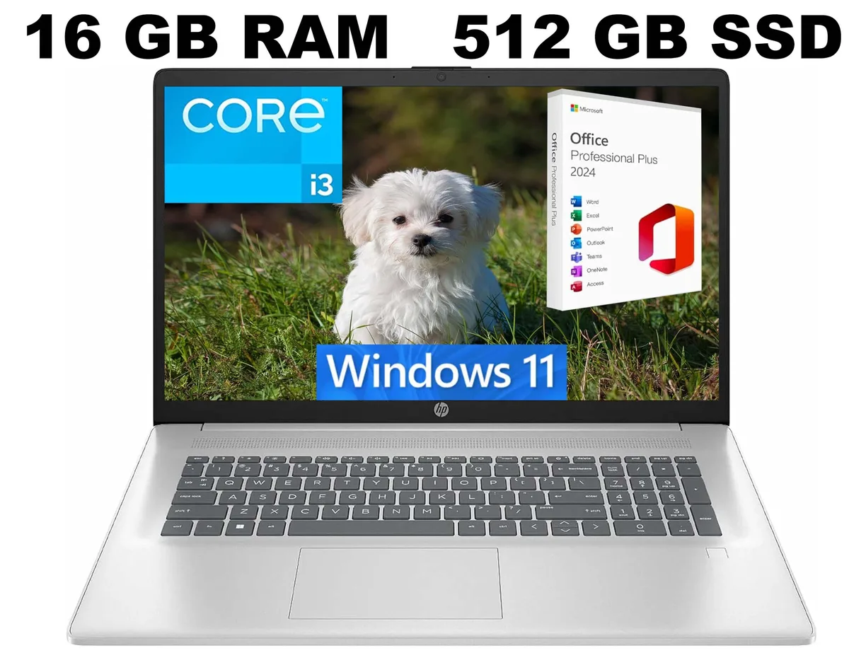 HP HP 17 laptop i3-N305 16GB 512GB 17.3" FHD Silver — product photo