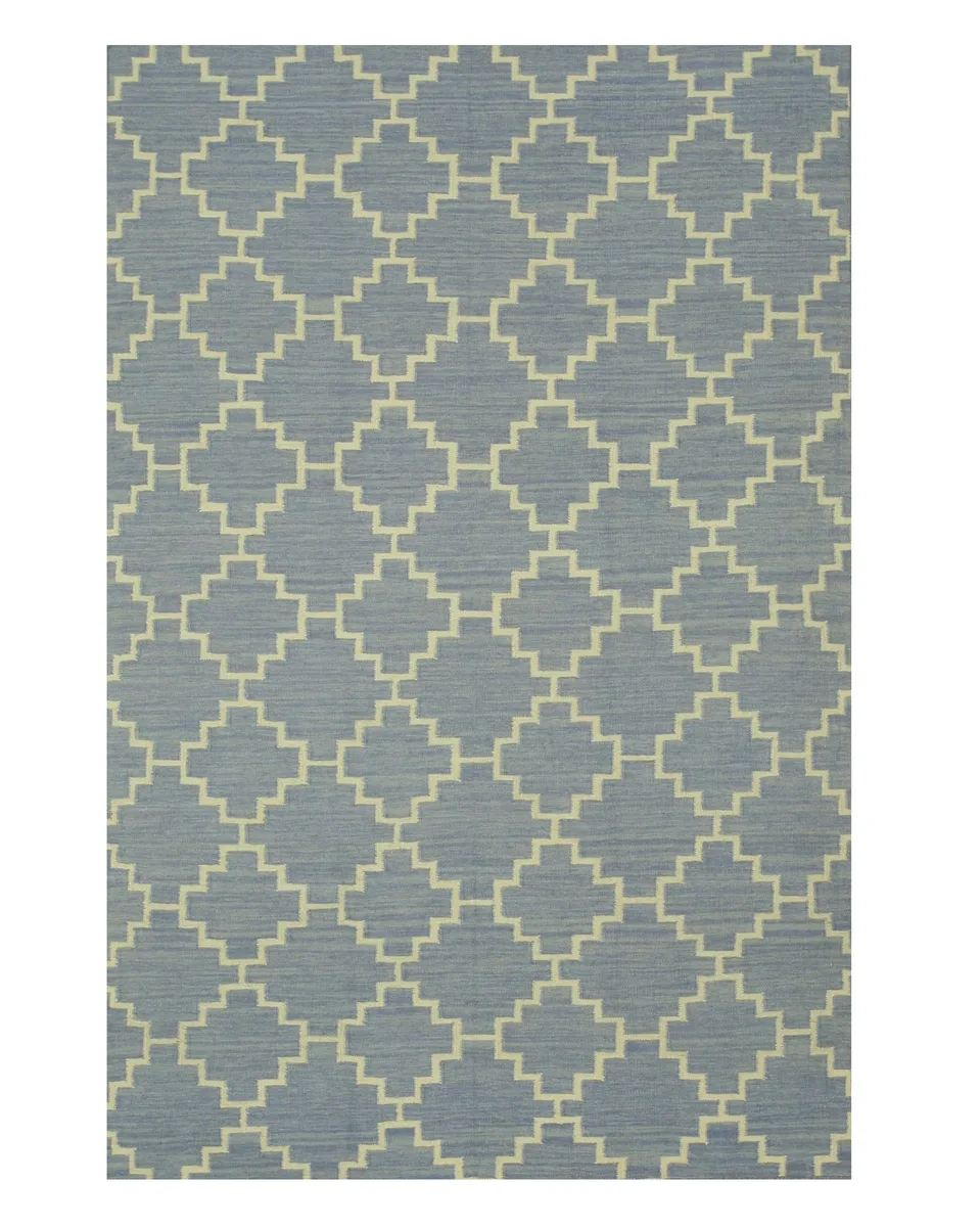 EORC EORC DM85BL5X8 Blue Wool Flatweave Reversible Rug 5' x 8 — product photo