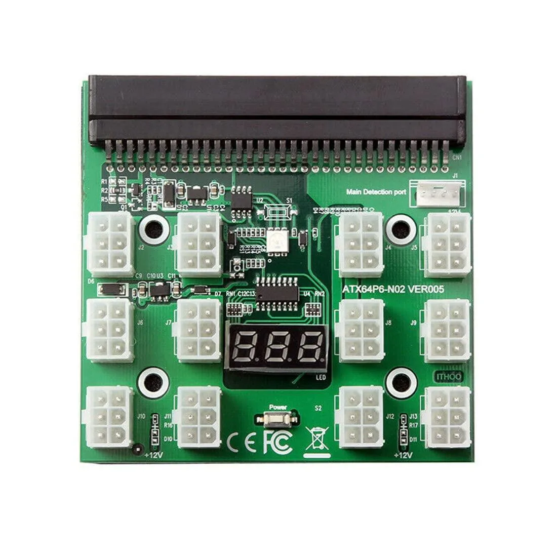 Vszerda Vszerda PCI-E 64Pin to 12x 6Pin Breakout Board 80cm internal power cable — product photo