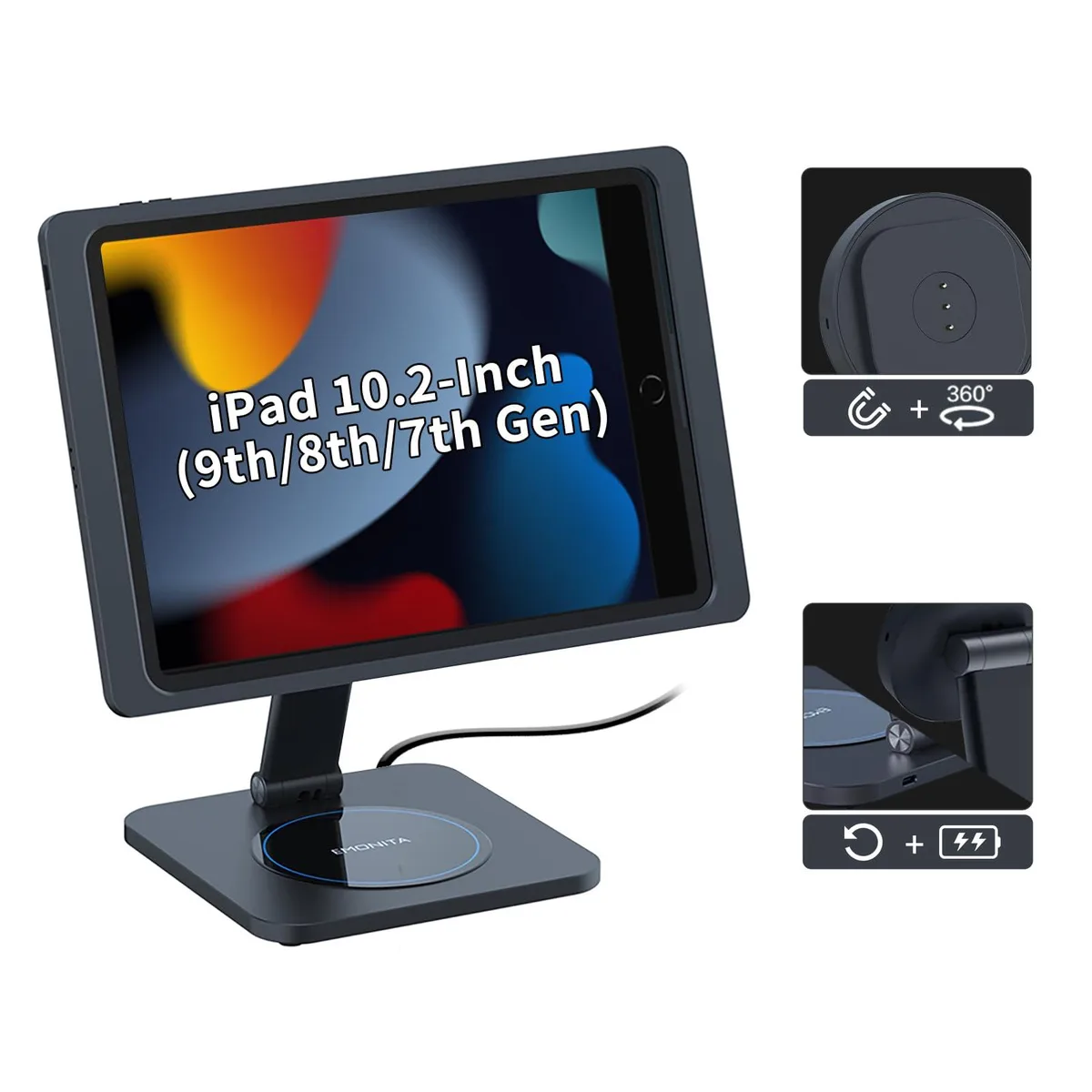 EMONITA EMONITA Foldable Magnetic Desktop Stand A7/EX150-C-Black iPad 10.2" accessory — product photo