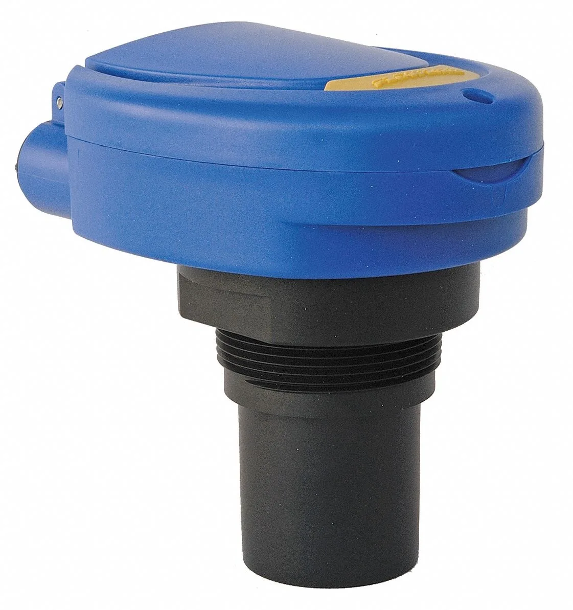 White cylindrical ultrasonic level sensor with flat face 5.2 in long